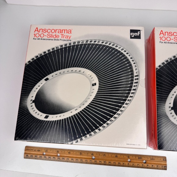2 Pkgs Vtg Sealed Anscorama 100 Slide Tray For Projectors Gravity Feed GAF USA - Picture 6 of 11